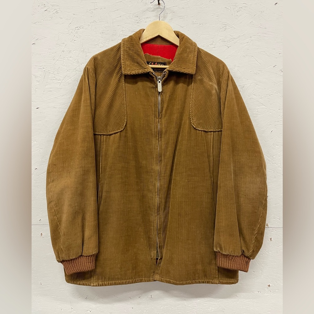 Vintage 60s/70s Globe Trotter Insulated Brown Corduroy Full Zip Coat, Size XL